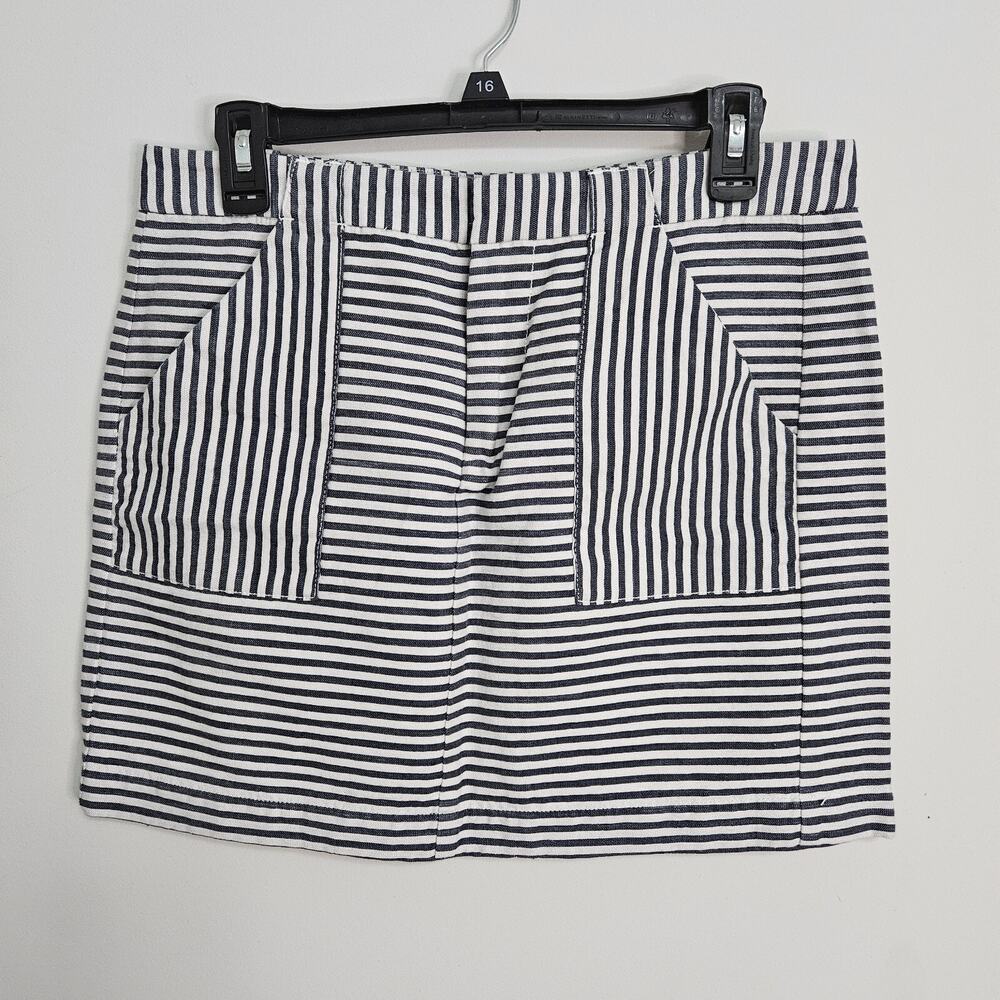 Madewell Striped Mini Skirt Blue & White Pockets Size 8